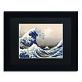 Trademark Fine Art The Great Kanagawa Wave by Katsushika Hokusai 11x14 FRM Art, BLK MTD (BL0191-B1114BMF)
