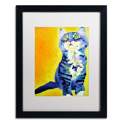 Trademark Fine Art ALI0567-B1620MF Here Kitty Kitty by DawgArt 20 x 16 Framed Art, White Matted
