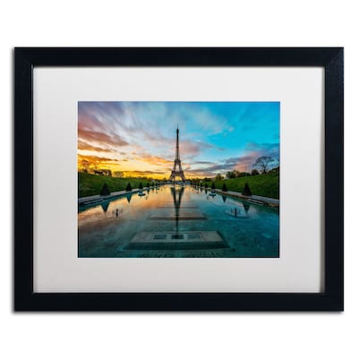 Trademark Fine Art RV0022-B1620MF Sunrise in Paris by Mathieu Rivrin 16 x 20 Framed Art, WHT MTD