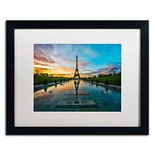 Trademark Fine Art RV0022-B1620MF Sunrise in Paris by Mathieu Rivrin 16 x 20 Framed Art, WHT MTD