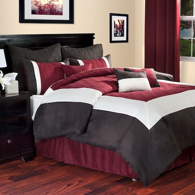 Lavish Home 66-0014-Q-B Queen 9-Piece Comforter Set, Burgundy, 9/Set