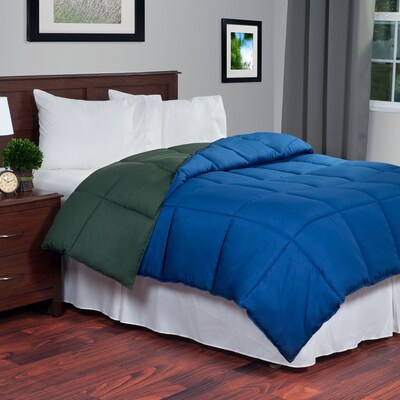 Lavish Home 64-14-T-GN Twin Reversible Down Alternative Comforter, Green/Navy