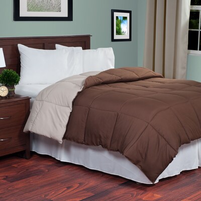 Lavish Home 64-14-T-CT Twin Reversible Down Alternative Comforter, Chocolate/Taupe