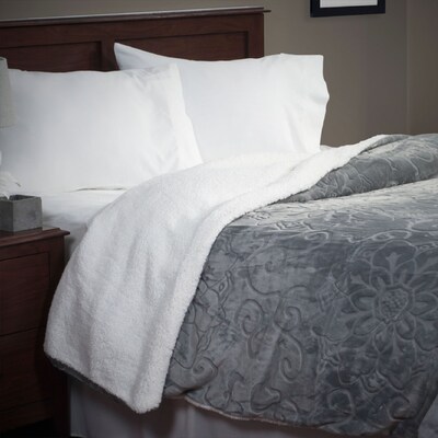 Lavish Home 61-83-FQ-G Full/Queen Floral Etched Blanket, Gray