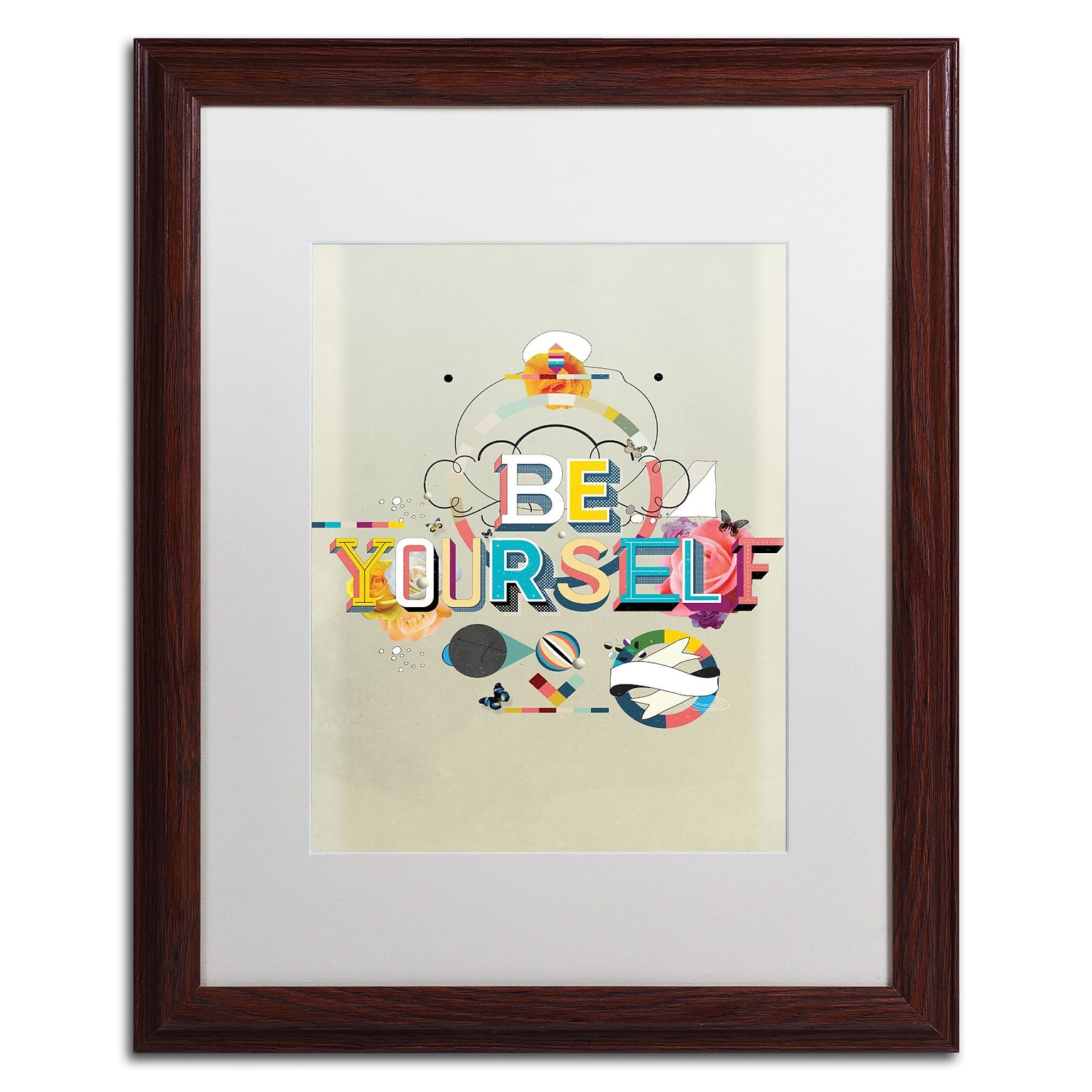 Trademark Fine Art ALI0603-W1620MF Be Yourself by Kavan & Co 20 x 16 Framed Art, White Matted