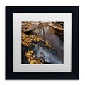 Trademark Fine Art Lakeview Autumn Waterfall #2 by Kurt Shaffer 11x11 FRM Art, WHT MTD (KS0141-B1111MF)