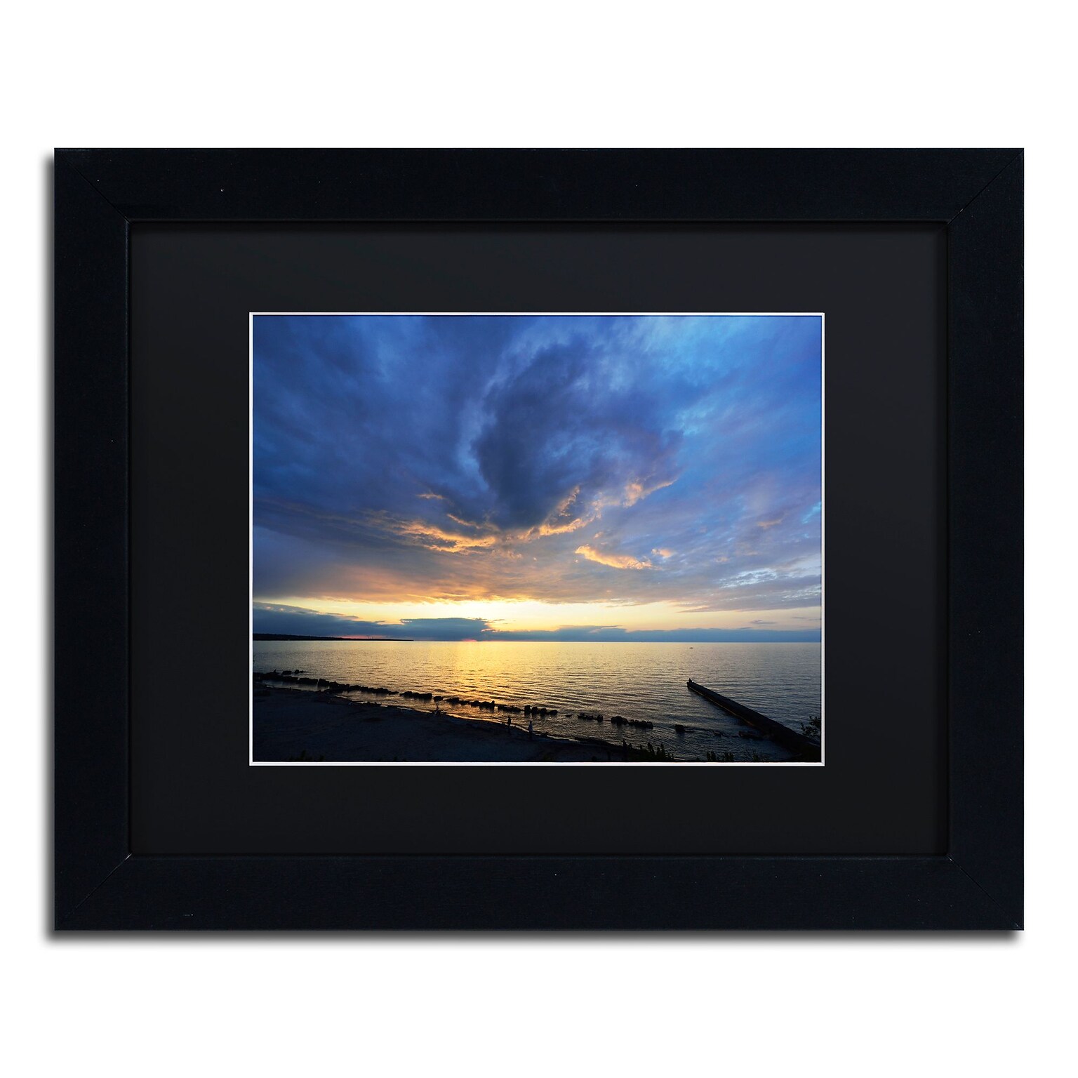 Trademark Fine Art Sweeping North Coast Sunset by Kurt Shaffer 11x14 FRM Art, BLK MTD (KS0149-B1114BMF)