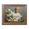 Trademark Fine Art BL01478-G1620F Young Woman with Peonies by Jean Frederic Bazille 16x20 FRM Art