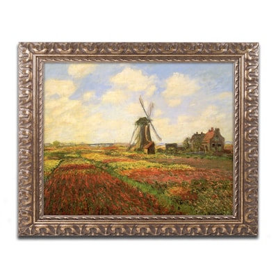 Trademark Fine Art M1001-G1620F "Tulips in a field" by Claude Monet 16" x 20" Framed Art