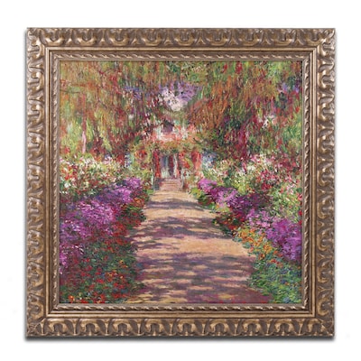 Trademark Fine Art BL01173-G1616F "A Pathway in Monet's Garden" by Claude Monet 16" x 16" Framed Art