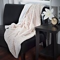 Lavish Home 61-70-BE Plush Striped Embossed Faux Fur Throw, Beige