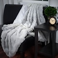 Lavish Home 61-74-G Luxury Long Haired Faux Fur Throw, Gray