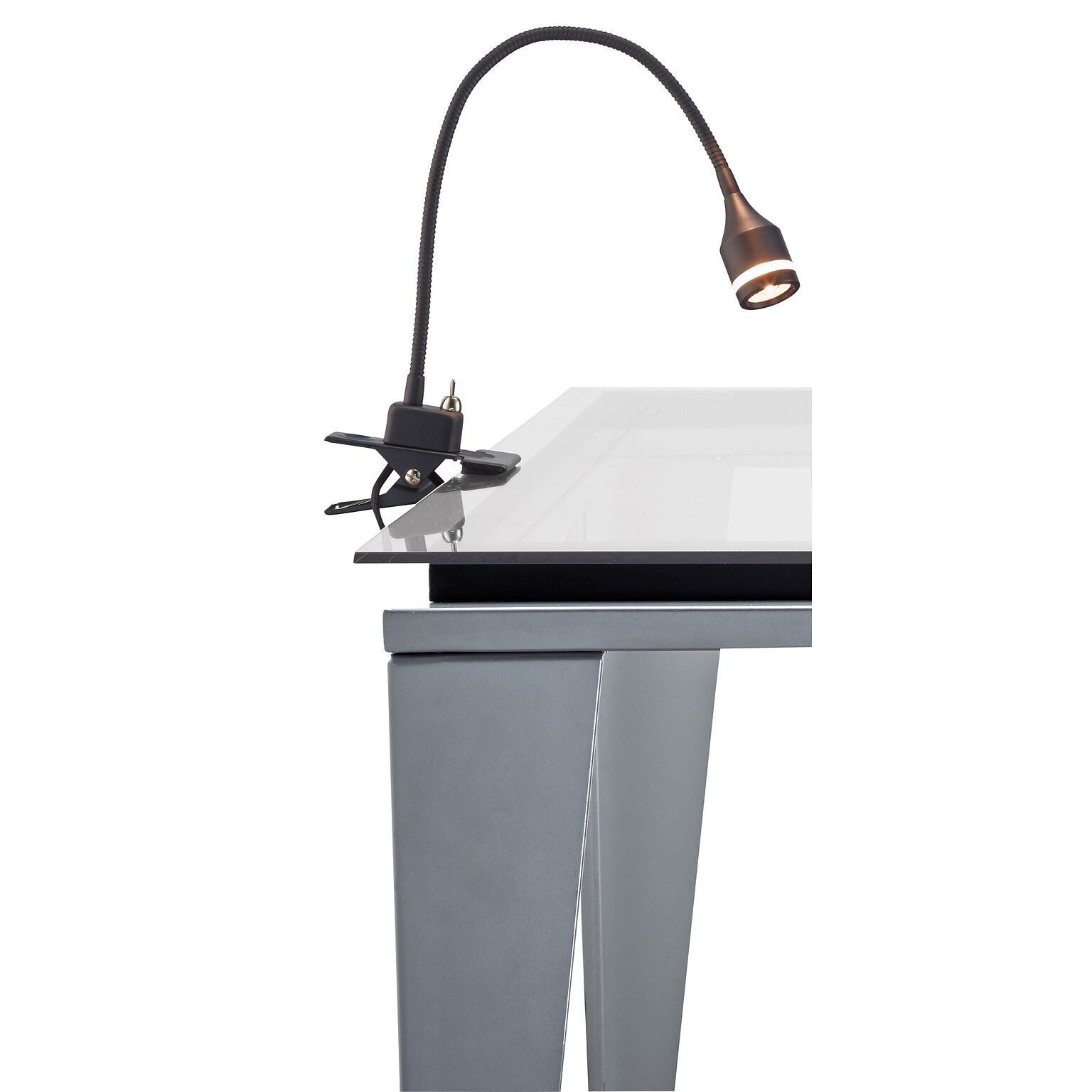 Adesso® Prospect LED Gooseneck Clip Lamp, Matte Black, (3217-01)