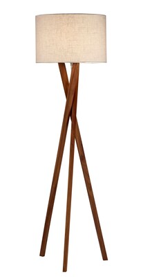 Adesso® Brooklyn 63H Floor Lamp, Walnut with White Fabric Shade (3227-15)