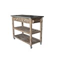 Boraam Sonoma 44 Wire-Brush Kitchen Cart, Stainless Steel, Gray