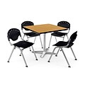 OFM PKG-BRK-020-0019 42 Square Laminate Multi-Purpose Table with 4 Chairs, Oak Table/Black Chair