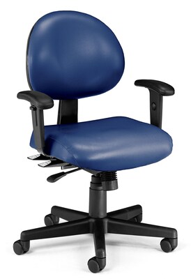 OFM 24 Hour Intensive Use Task Chair with Adjustable Arms, Vinyl, Navy (241-VAM-AA-605)