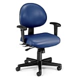 OFM 24 Hour Intensive Use Task Chair with Adjustable Arms, Vinyl, Navy (241-VAM-AA-605)