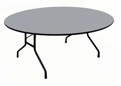 Correll Metal, Particle Board & Laminate High Pressure Round Folding Table, Gray Granite