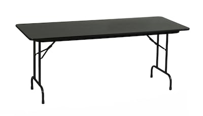 Correll 96-inch Metal, Particle Board & Laminate High Pressure Top Folding Table, Black Granite