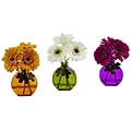 Nearly Natural 4825-S3 Gerber Daisy with Colored Vase 9 x 5.5 inch, Multi Color