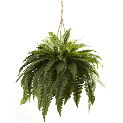 Nearly Natural 6788 Double Giant Boston Fern Hanging Basket 29 x 36 inch, Green
