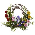 Nearly Natural 4988 Spring Floral Wreath 22 inch, Multi Color