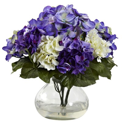 Nearly Natural 1364-BP Mixed Hydrangea Blue & Purple, 11 x 12-inch