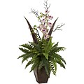 Nearly Natural 1365 Fern & Orchid Arrangement 36 x 20 inch, Green & White