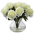 Nearly Natural 1367-WH Rose Arrangement with Vase, White