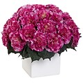 Nearly Natural 1372-DP Carnation Arrangement with Vase, Dark Pink
