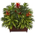 Nearly Natural 6833 Tropical Garden with Wood Planter 30 x 35 inch, Orange