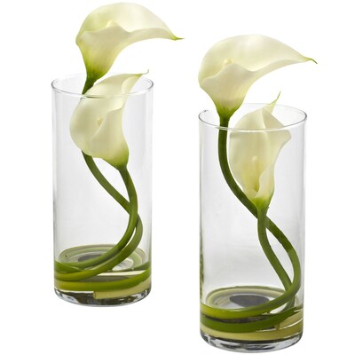 Nearly Natural 1390-CR-S2 Double Calla Lily with Cylinder, Cream