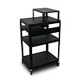 Marvel® 24 Adjustable Height A/V Cart With 1 Pull-Out Front-Shelf & Electrical, Steel, Black