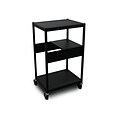 Marvel® 24 Classroom Media Projector Cart With 1 Pull-Out Side-Shelf, Steel, Black