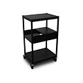 Marvel® 24 Classroom Media Projector Cart With 2 Pull-Out Side-Shelves, Steel, Black
