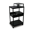 Marvel® 24 Media Projector Cart With 2 Pull-Out Side-Shelves & Electrical Unit, Steel, Black