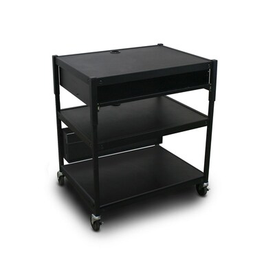Marvel® 32 Adjustable Media Projector Cart With 1 Pull-Out Front-Shelf & Electrical, Steel, Black (MVBAEE2432-10E)
