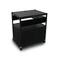 Marvel® 32 Media Projector Cart With 1 Pull-Out Side-Shelf, Cabinet & Bin, Steel, Black