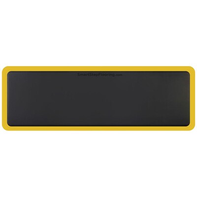 Smart Step® Supreme Polyurethane Anti-Fatigue Mat With Yellow Safety Border, 72" x 24", Black (SS62BLK-Y)
