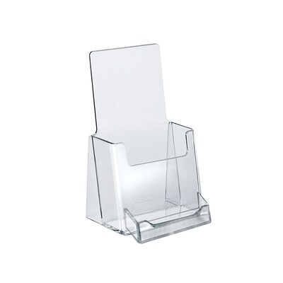 Azar® Counter Trifold Brochure Holder With Business Card Pocket, Clear, 10/Pack