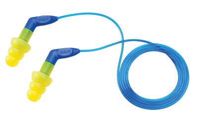 3M Corded Occupational Health and Environmental Safety Comfortable Hearing Conservation Earplugs, Blue/Yellow, 100/Box (3408002)