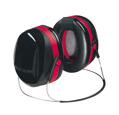 3M™ Optime 105 Earmuffs, Peltor Dual Cup Backband Hearing Protector, Black/Red, 29dB