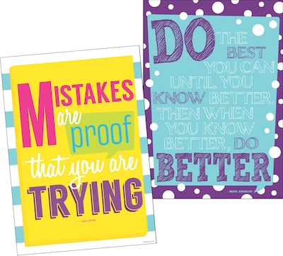 Barker Creek 13-3/8 x 19 Happy Keep Trying Poster Duet Set, 2 Posters/Set