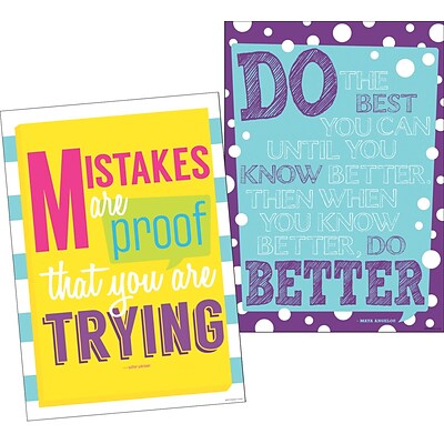 Barker Creek 13-3/8 x 19 Happy Keep Trying Poster Duet Set, 2 Posters/Set