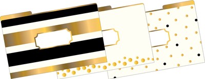 Barker Creek 24K Gold Fashion File Folders with Gold Foil, Legal Size, 1/3 Tab, Assorted, 9/Pack (BC2503)