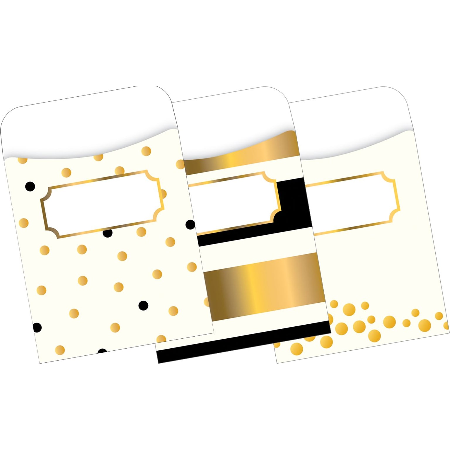 Barker Creek Gold Peel & Stick Library Pockets, 5.125 x 3.5, 30/Pack (LL1237)
