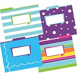 Barker Creek Happy Fashion File Folders, letter size, 1/3 cut, multi-design set, 12/Pack