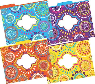 Barker Creek Moroccan Fashion File Folders, letter size, 1/3 cut, multi-design set, 12/Pack