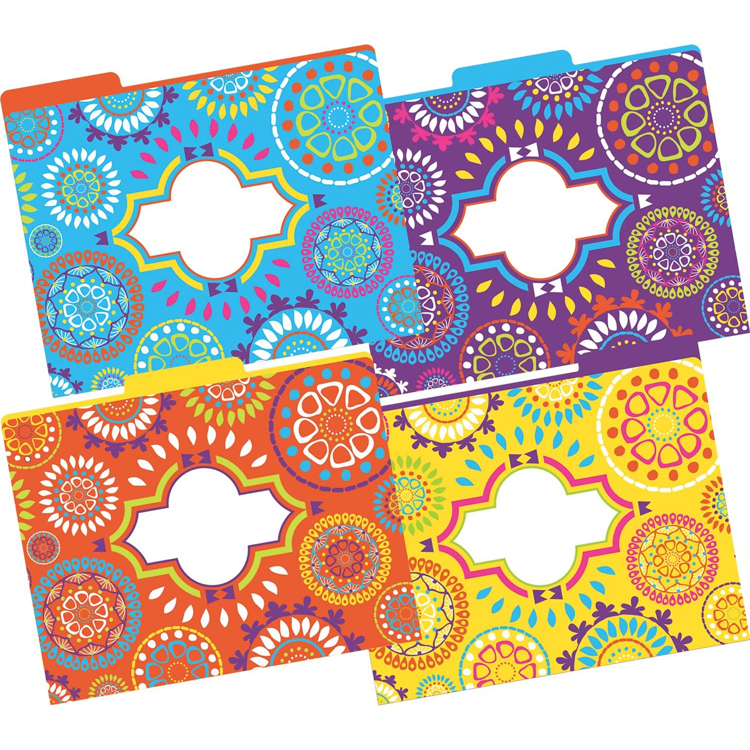 Barker Creek Moroccan Fashion File Folders, letter size, 1/3 cut, multi-design set, 12/Pack